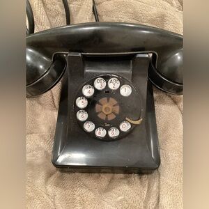 Vintage Black Bakelite Rotary Dial Telephone circa 1950s